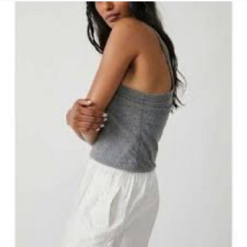 $38 FREE PEOPLE Movement TWO TIMES THE CHARM Gray Combo Double Strap Tank Top L - Picture 6 of 7